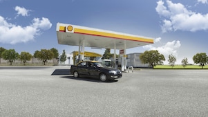 Un Taxi en una Estación de Servicio Shell