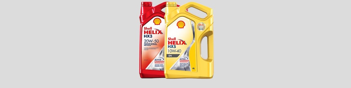 Bidones Shell Helix HX3 y HX5 con fondo gris