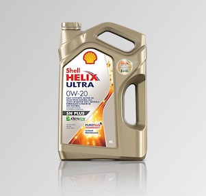 Bidón Shell Helix Ultra SN 0W20 con fondo gris