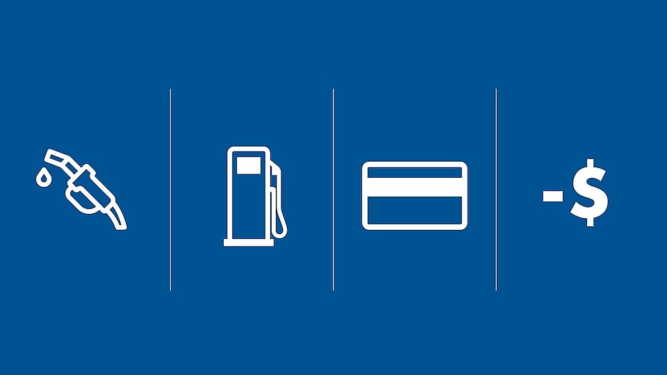 Iconos relacionados al combustible en fondo azul 